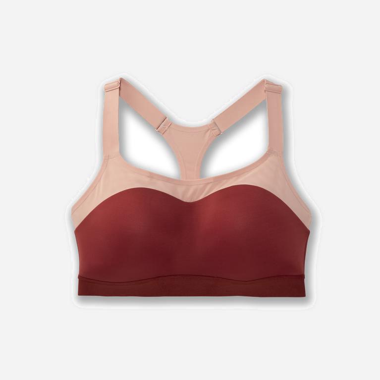 Brooks Dare Racerback Women's Running Bra UK Discount - Rosewood/Flamingo (UJOKV9824)